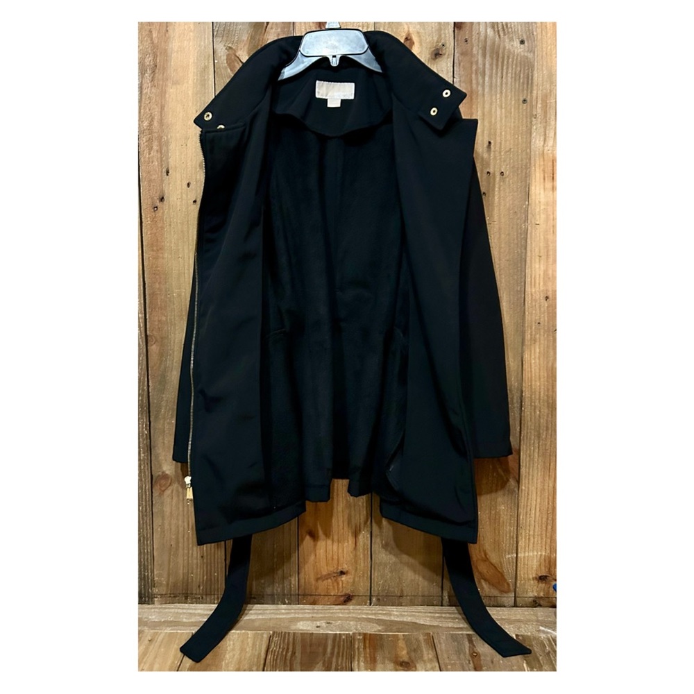 Michael Kors Black Asymmetrical Zip Trench Coat. Women’s Size Medium. - Picture 13 of 16